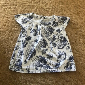 Baby gap blue girls floral flutter sleeve top 4 4t xs